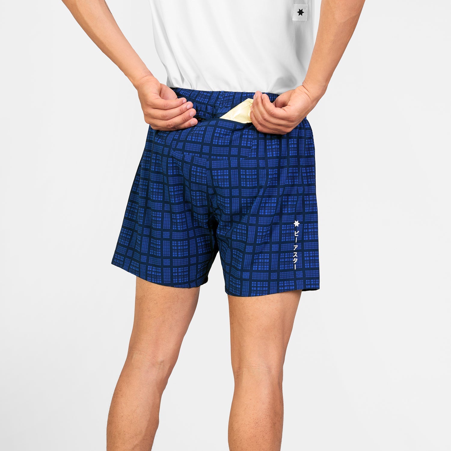 M Checker Pace Shorts 5'' | Blue