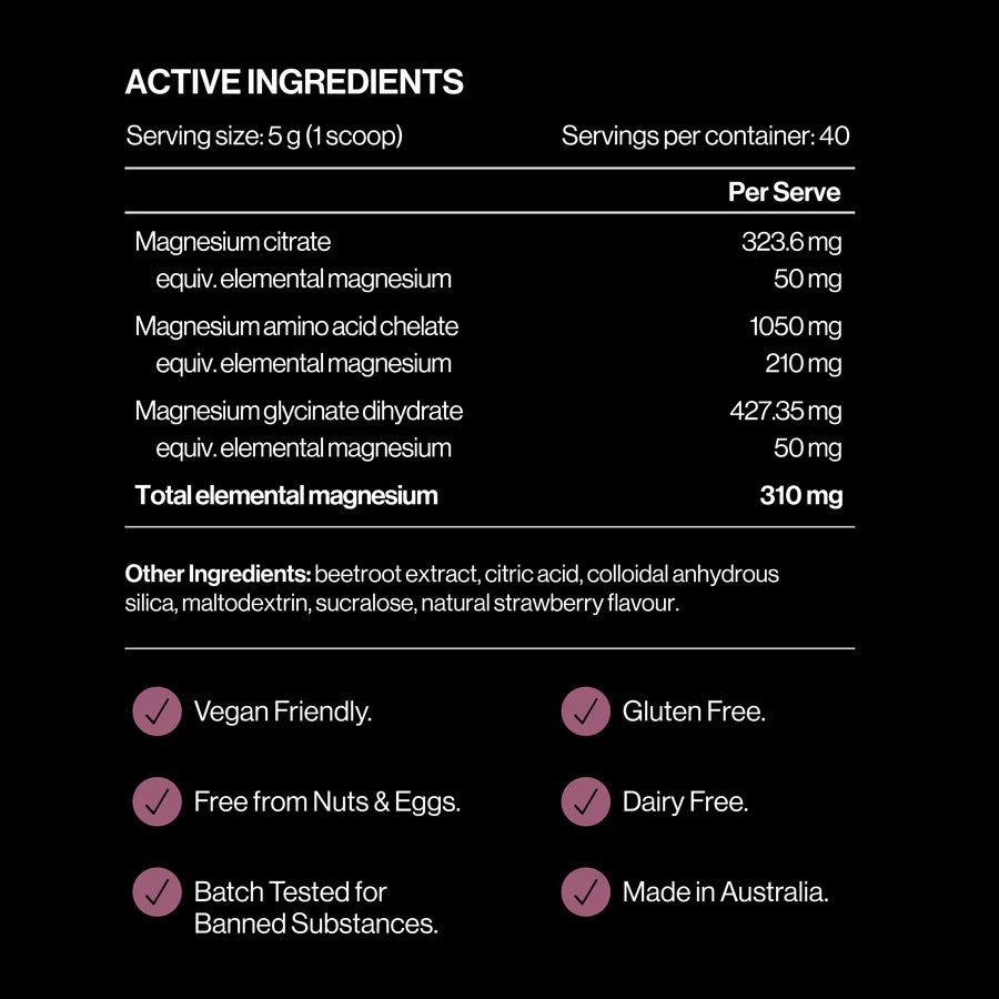 Triple Magnesium Professional Recovery Powder (Travel Pack) -  5g Sachet x 20 pcs | Berry