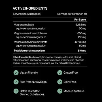 Triple Magnesium Professional Recovery Powder - 200g Pouch | Lemon Lime