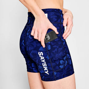 W Flower Combat+ Short Tights 7" | Blue