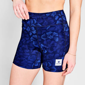 W Flower Combat+ Short Tights 7" | Blue