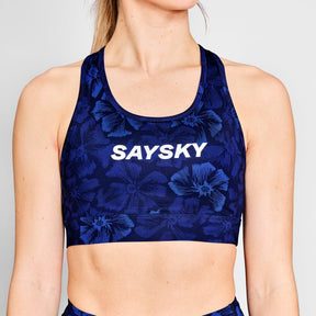 W Flower Combat Sports Bra | Blue