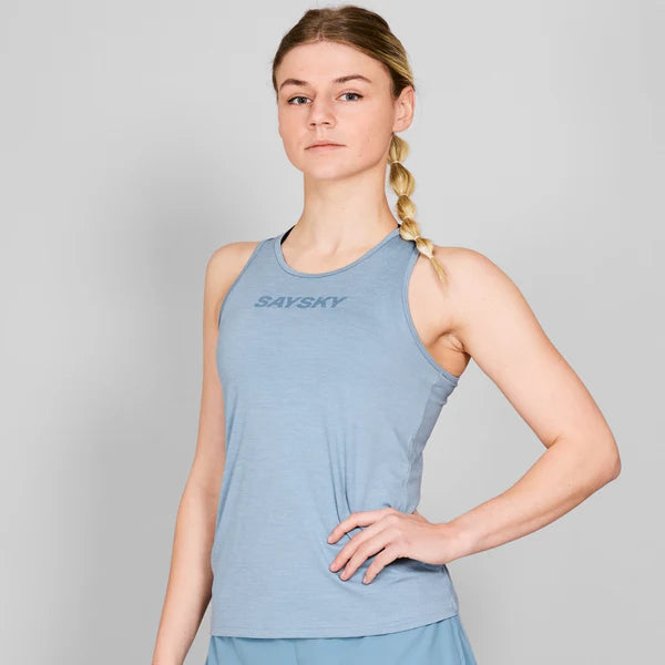 W Logo Pace Top | Blue Melange