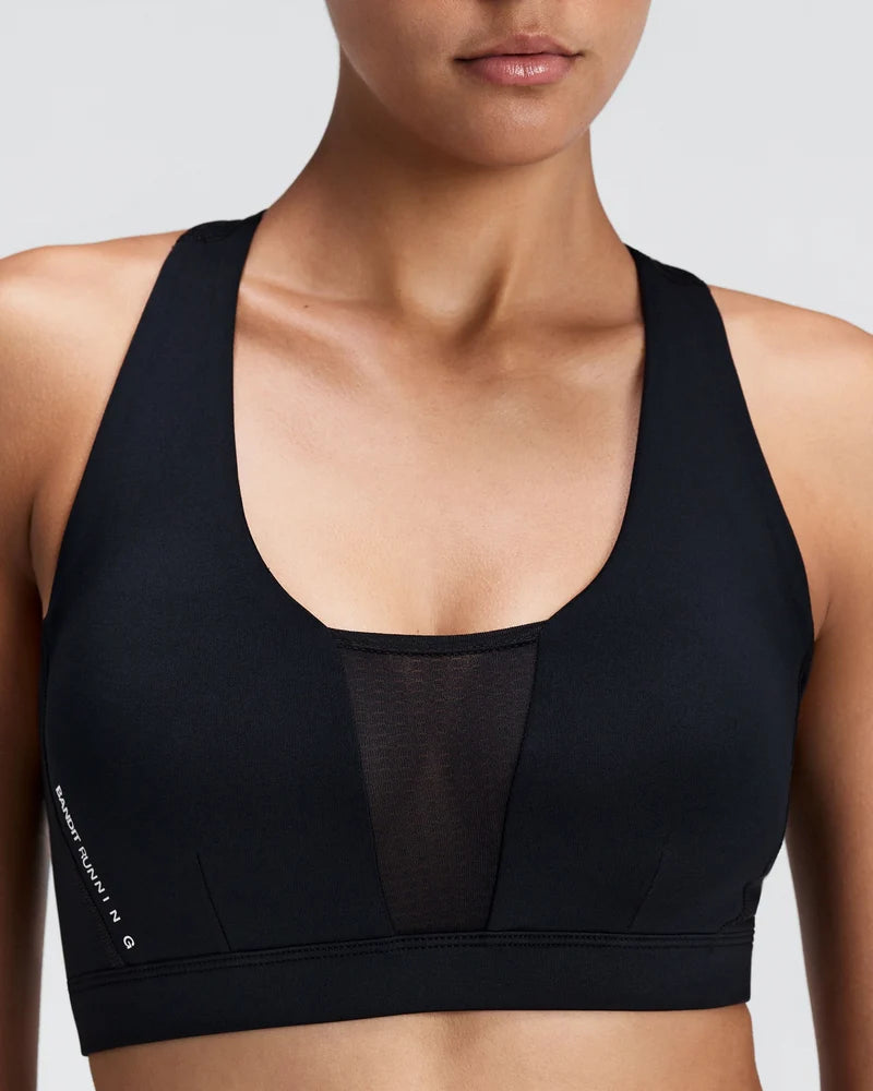 W Stamina-V GeoMesh V-Neck Run Bra | Black