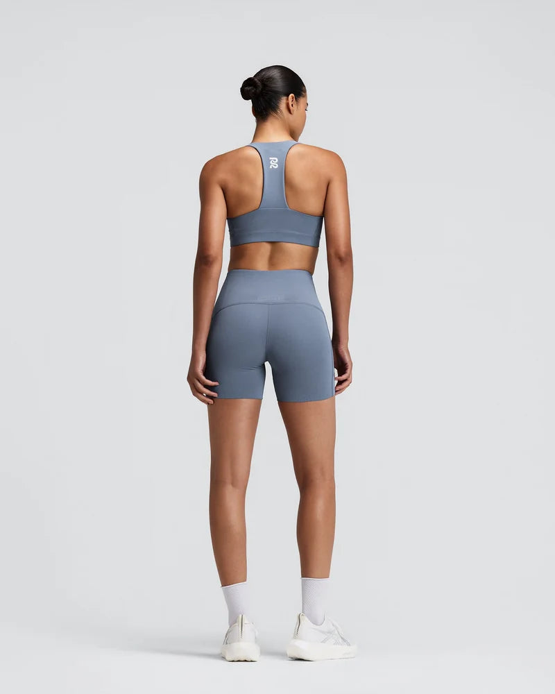 W Vanisher GeoMesh V-Neck Run Bra | Steel Horizon