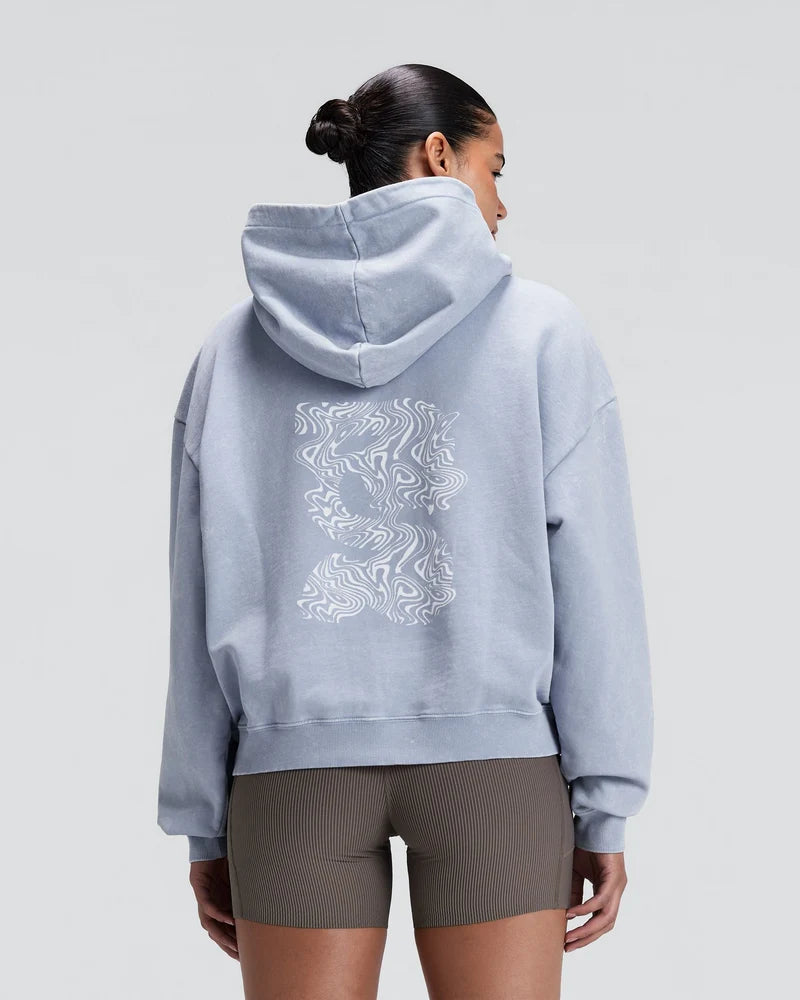 Chroma Wash Cropped Hoodie | Steel Horizon