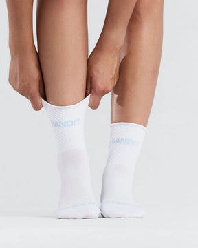 Lite Run Ribbed Quarter Sock (2 packs) | White with Pavilion Blue