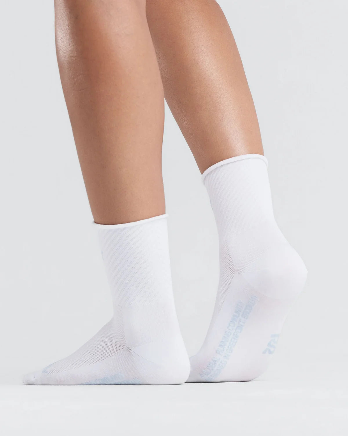 Lite Run Ribbed Quarter Sock (2 packs) | White with Pavilion Blue