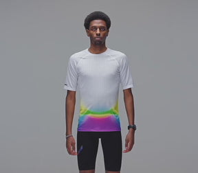 Men's Race Tee | White/Summer Rainbow