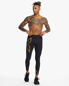 Light Speed Compression Tights, Black/Turmeric Reflective