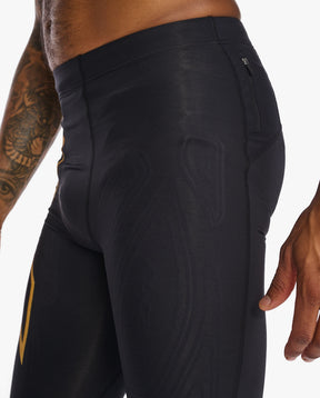 Light Speed Compression Tights, Black/Turmeric Reflective